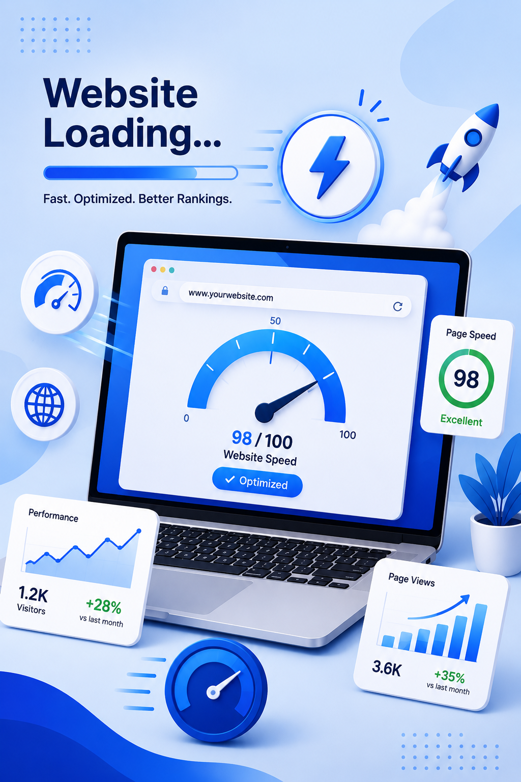 Website speed optimization improving page loading and SEO performance.